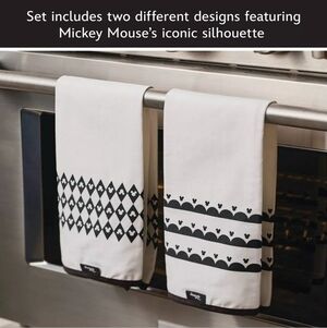Disney Mickey Mouse Silhouette Kitchen Towels - Black and White